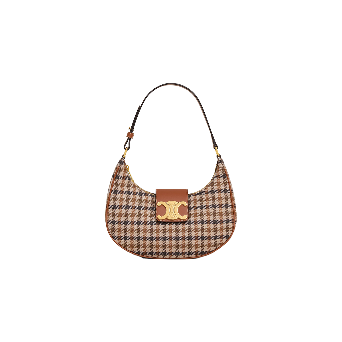 Celine MEDIUM AVA TRIOMPHE BAG in Tartan Textile and calfskin [Multicolor]（1 ：1 Replica）