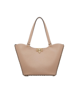 Valentino rockstud SMALL TOTE BAG IN GRAINED CALFSKIN [Pink]🩷（1 ：1 Replica）