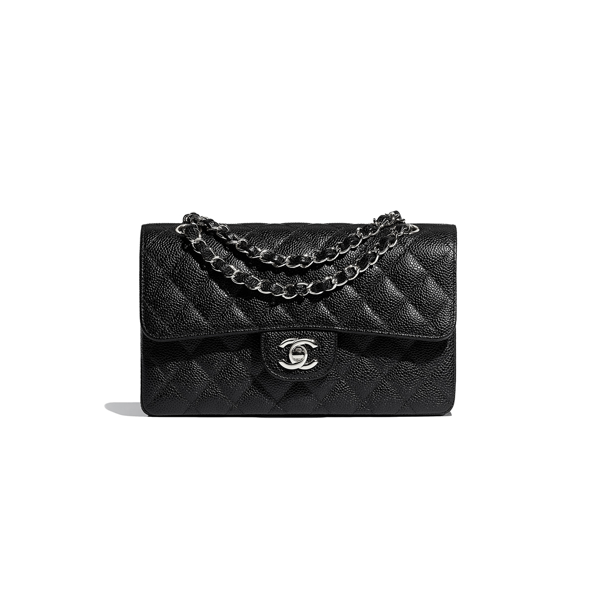 Small Classic Caviar Calfskin with Silver Buckle and Chain bag [Black]🖤（1 ：1 Replica）